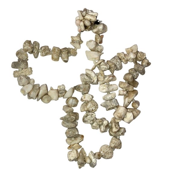 Vintage Japanese White Coral Branch Bead Necklace